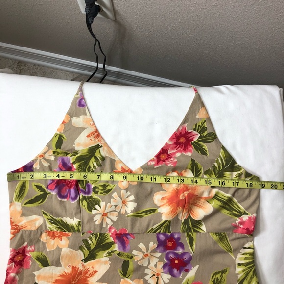 Rave Stretch Cotton Made USA Vintage Open Back Tie Neck A Line Floral Dress XL - Picture 10 of 15